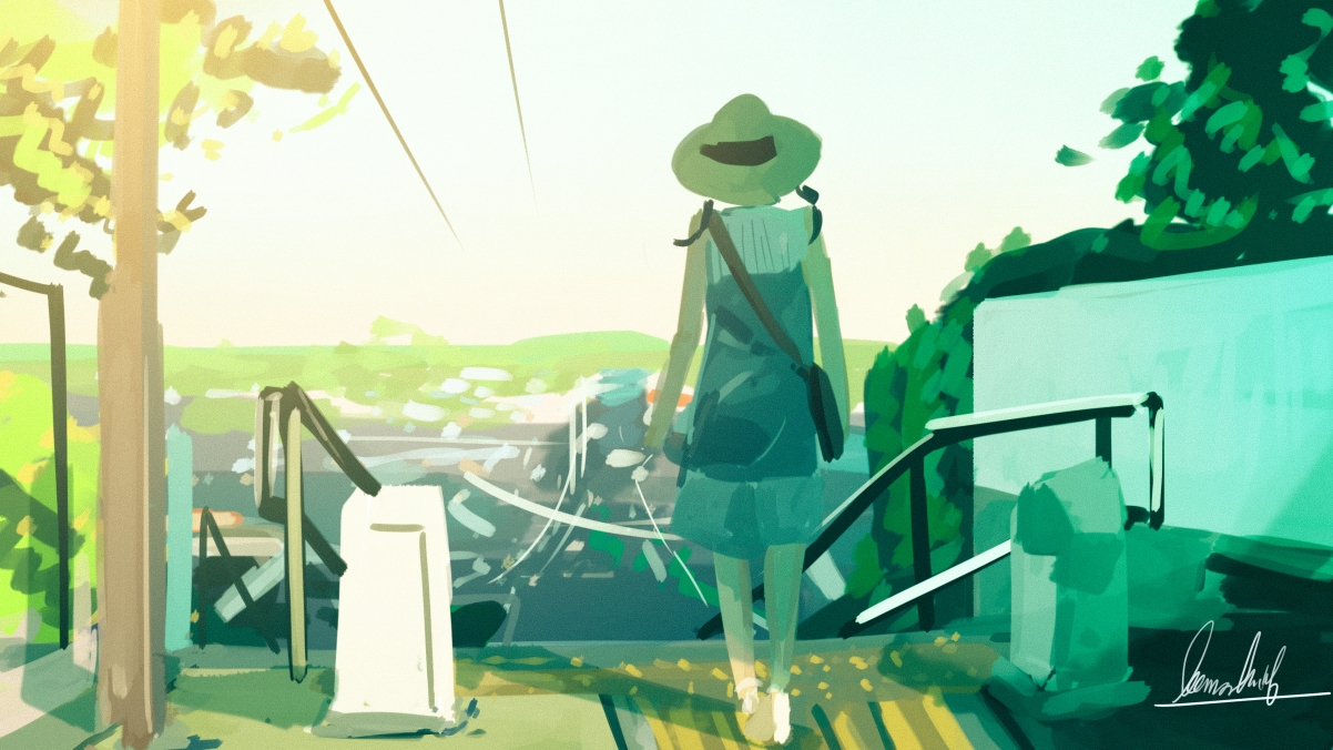 夏日少女倩影，绝美风景入画，4K超清动漫壁纸，3840x2160高清下载
