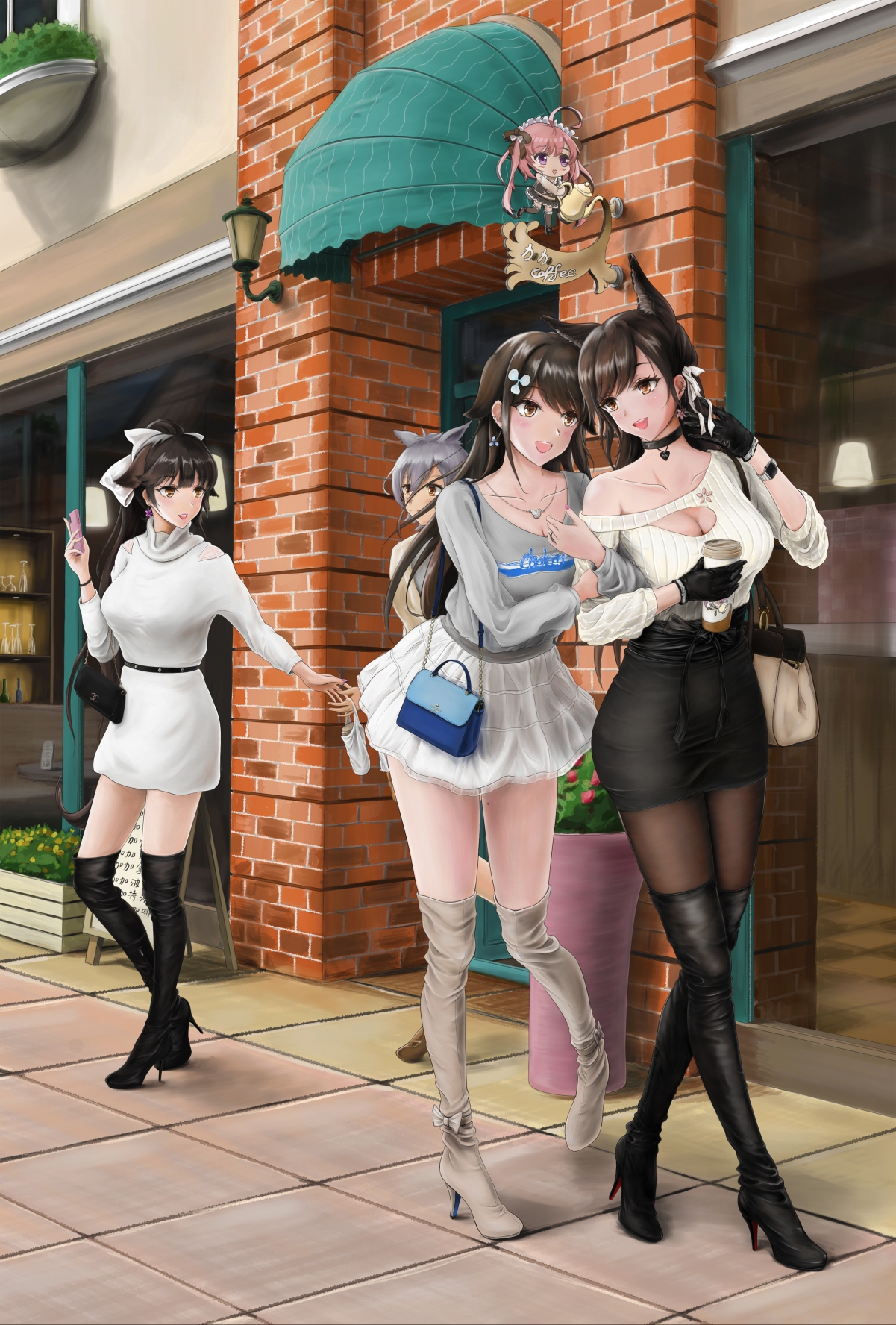 高雄四姐妹逛街美景，超清4K竖屏壁纸，2706x4000高清大图，手机专用，免费下载