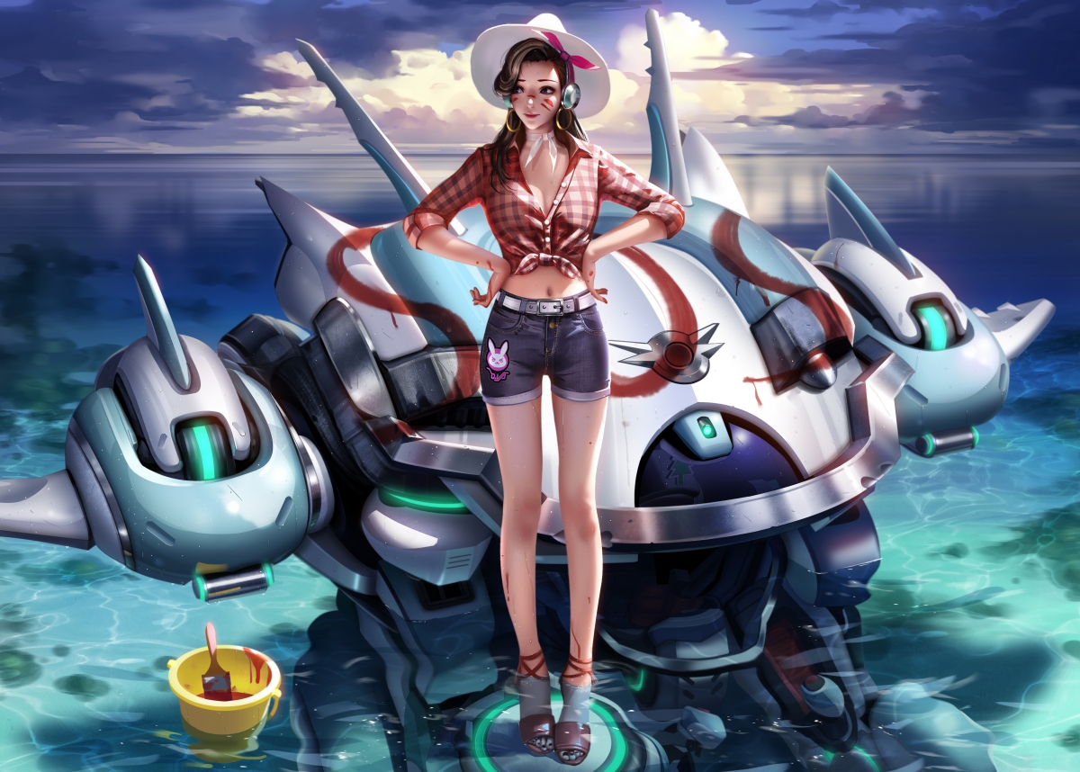dva夏日海滩风情，清凉夏装美图，4K超清壁纸与游戏画面，高清4000x2859，一键下载