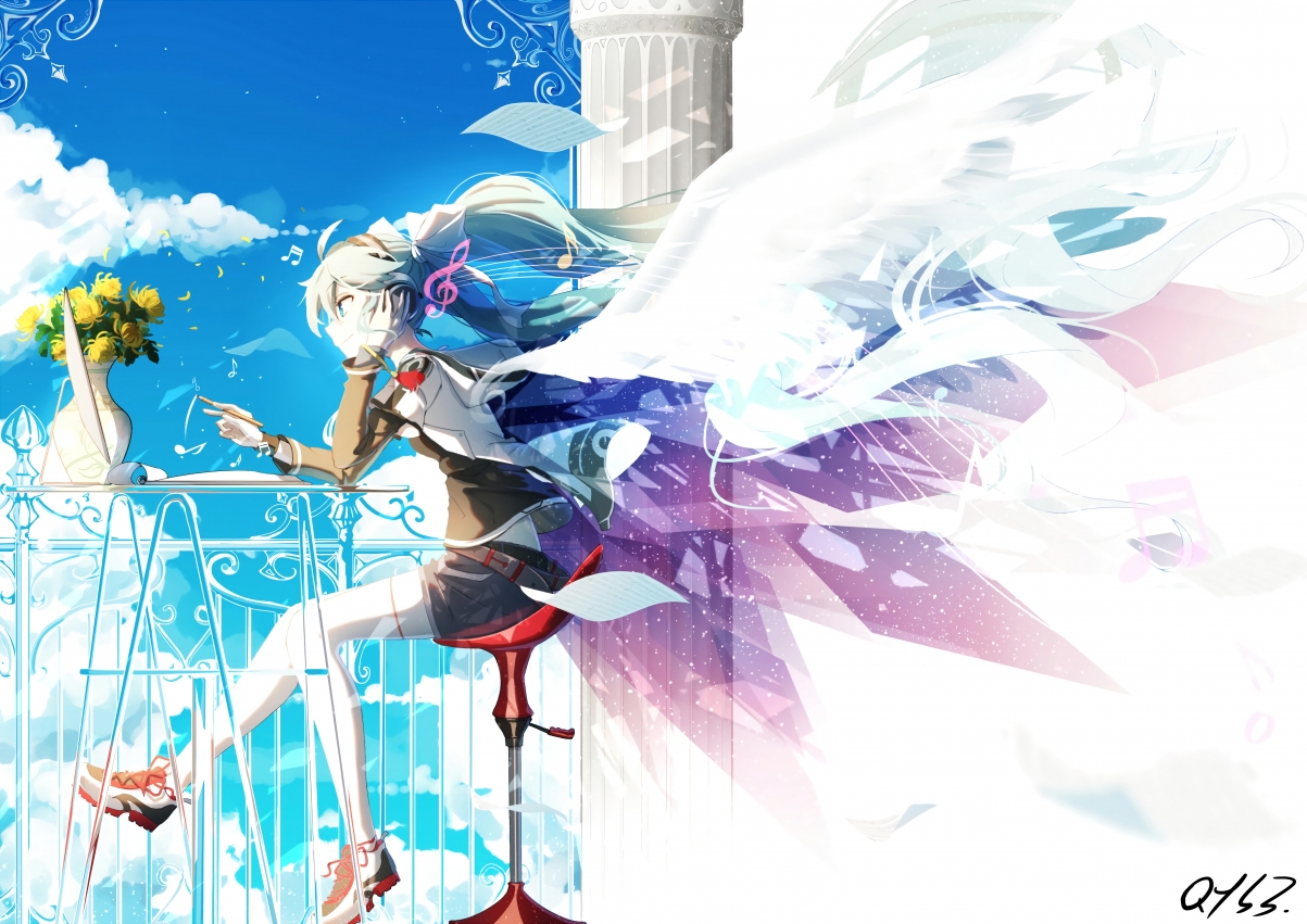 天空下的天使，初音未来公主殿下Miku，精选6K动漫图片与4K高清壁纸，6400x4524超清下载