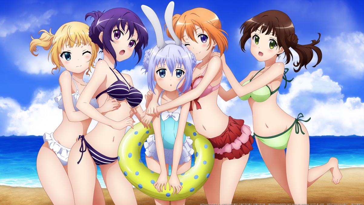 海滩泳装美少女动漫4K超高清壁纸，3840x2160精美画质下载