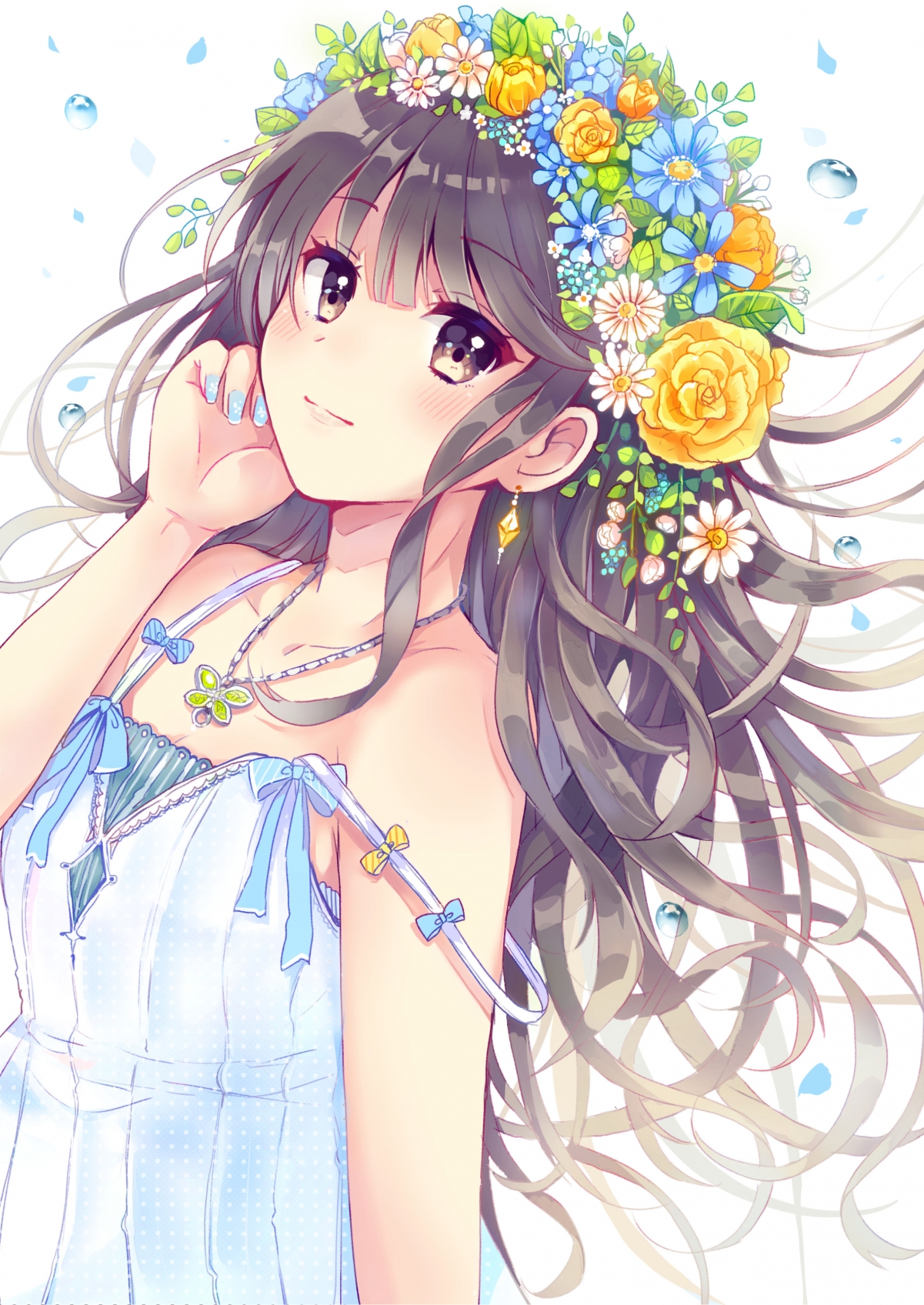 花与少女绝美融合，4K超高清手机壁纸，2508x3541大图畅享下载