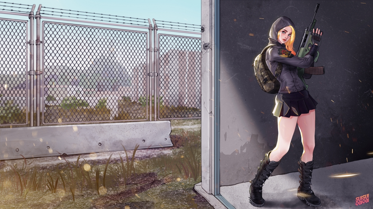PUBG绝地求生，美女角色枪战风采，超清4K游戏壁纸3840x2160免费下载
