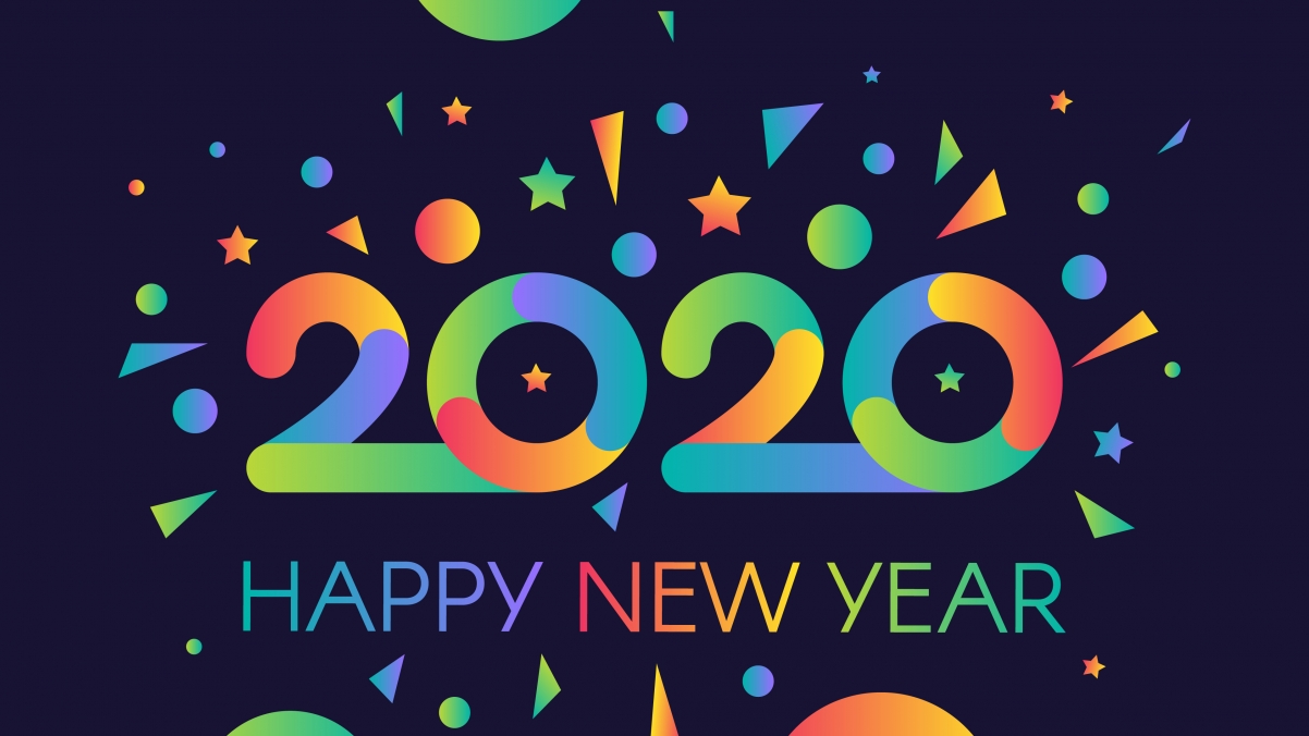 炫彩新年2020，4K高清创意海报壁纸，3840x2160分辨率，免费下载