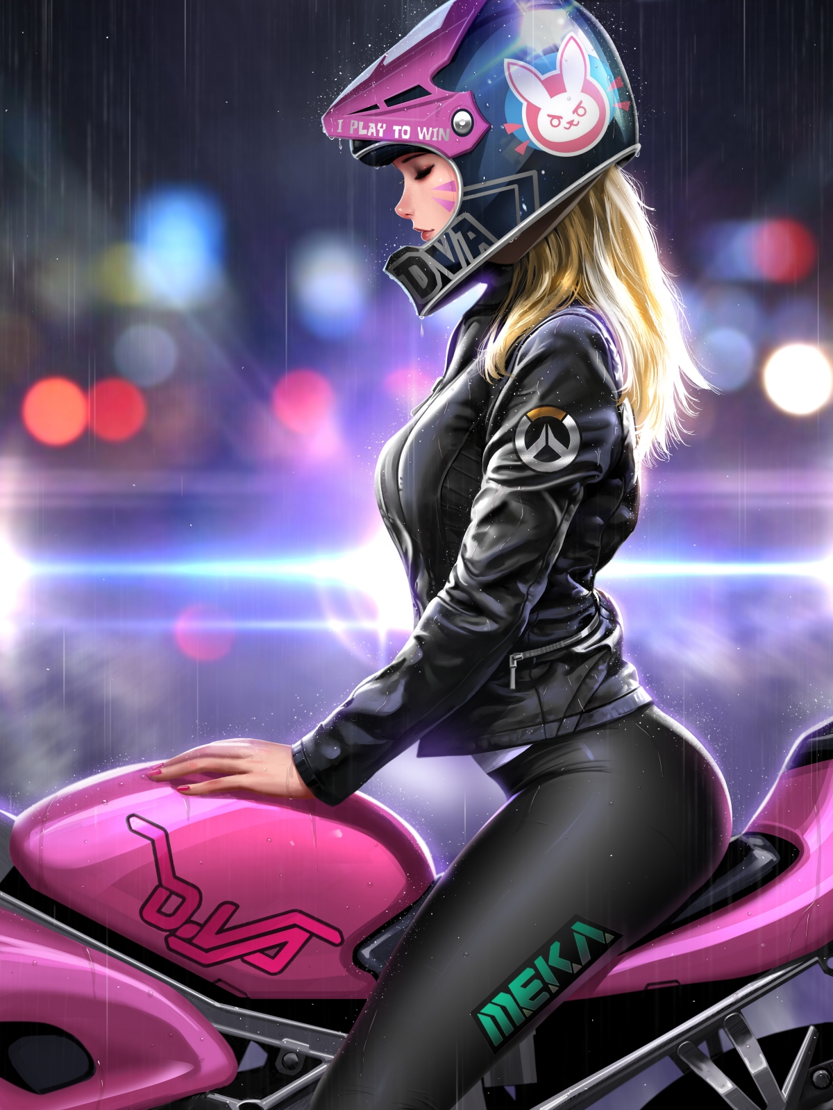 DVA美女骑行摩托车，4K超高清竖屏手机壁纸，3000x4000高清大图，一键下载