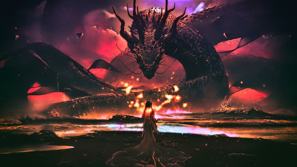 唯美梦幻艺术，夜火女孩4K超清壁纸，梦幻动漫风格，3840x2160高清下载