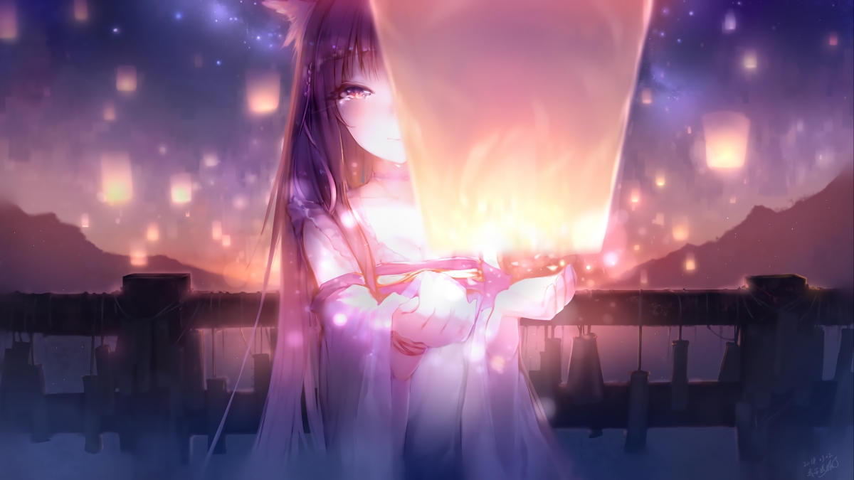 女孩元宵节心愿，精选4K高清动漫壁纸，4000x2251超高清下载