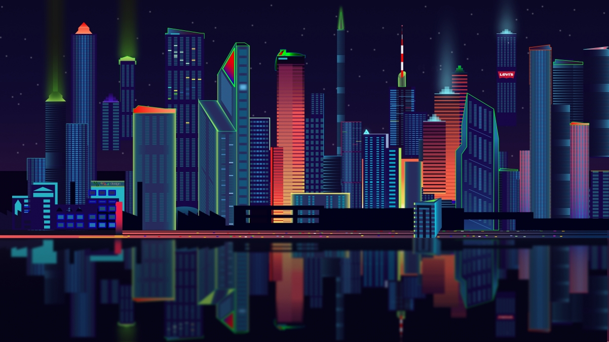 城市全景4K矢量壁纸，高清3840x2160背景图片，免费下载