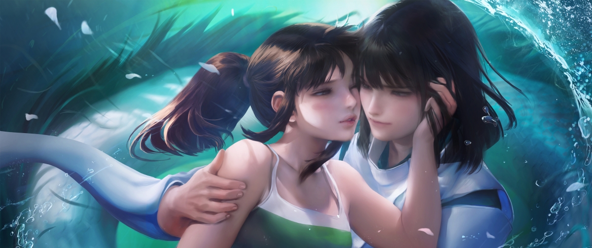 千与千寻白龙精美壁纸，sakimichan 4K带鱼屏版，高清下载