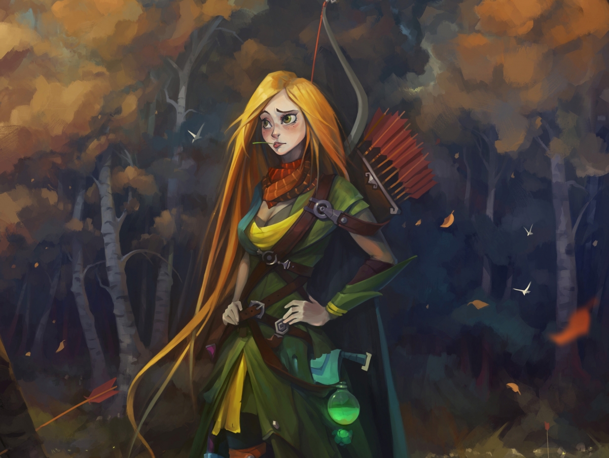 森林精灵，Dota 2美女弓箭手惊艳登场，超高清4K壁纸免费下载（3900x2933）