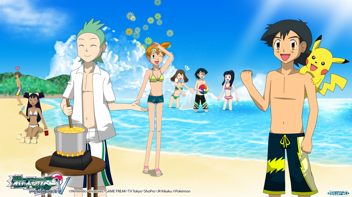 夏日海滩乐趣多，男女动漫角色超萌4K壁纸，高清3840x2160免费下载