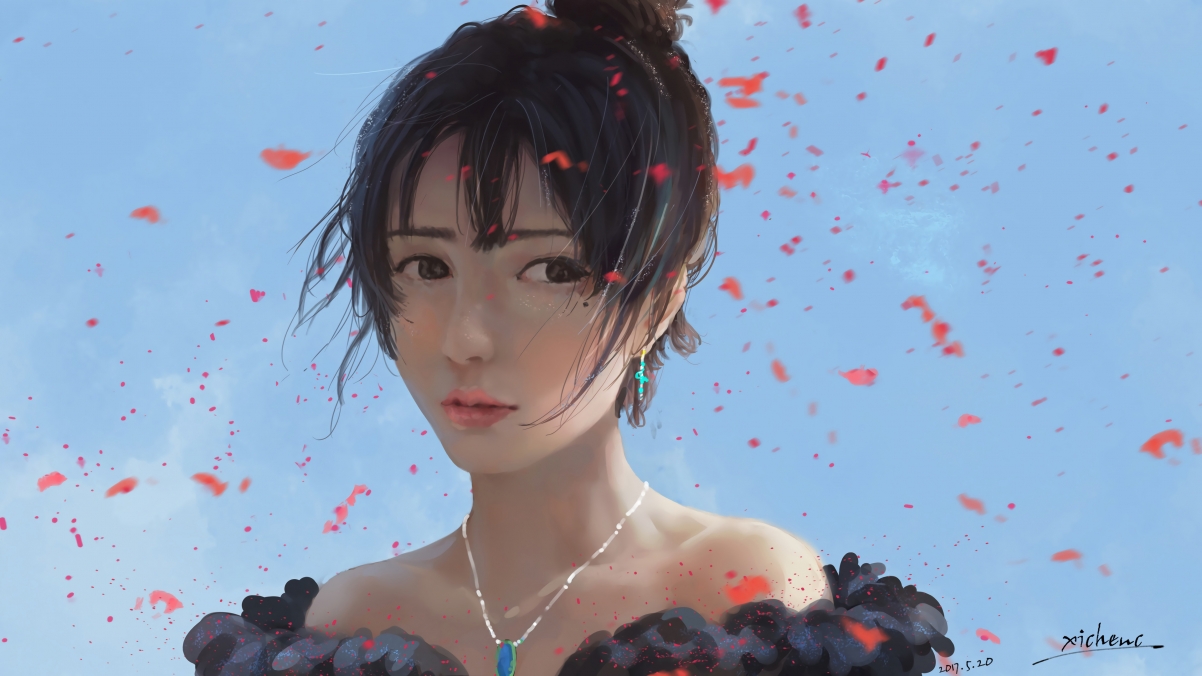 女生厚涂插画，唯美人物4K动漫壁纸，高清3840x2160，免费下载