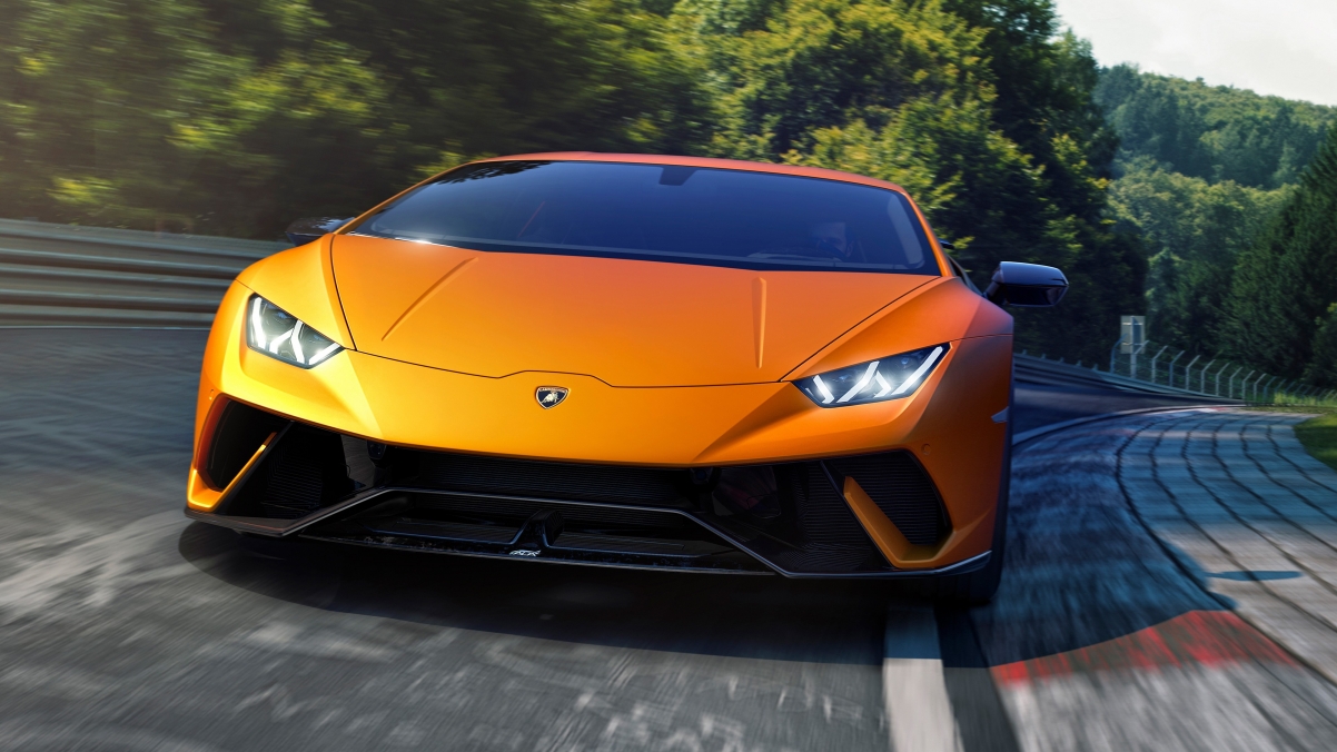 橙色兰博基尼Huracan Performante 4K超清壁纸，3840x2160分辨率跑车美图下载