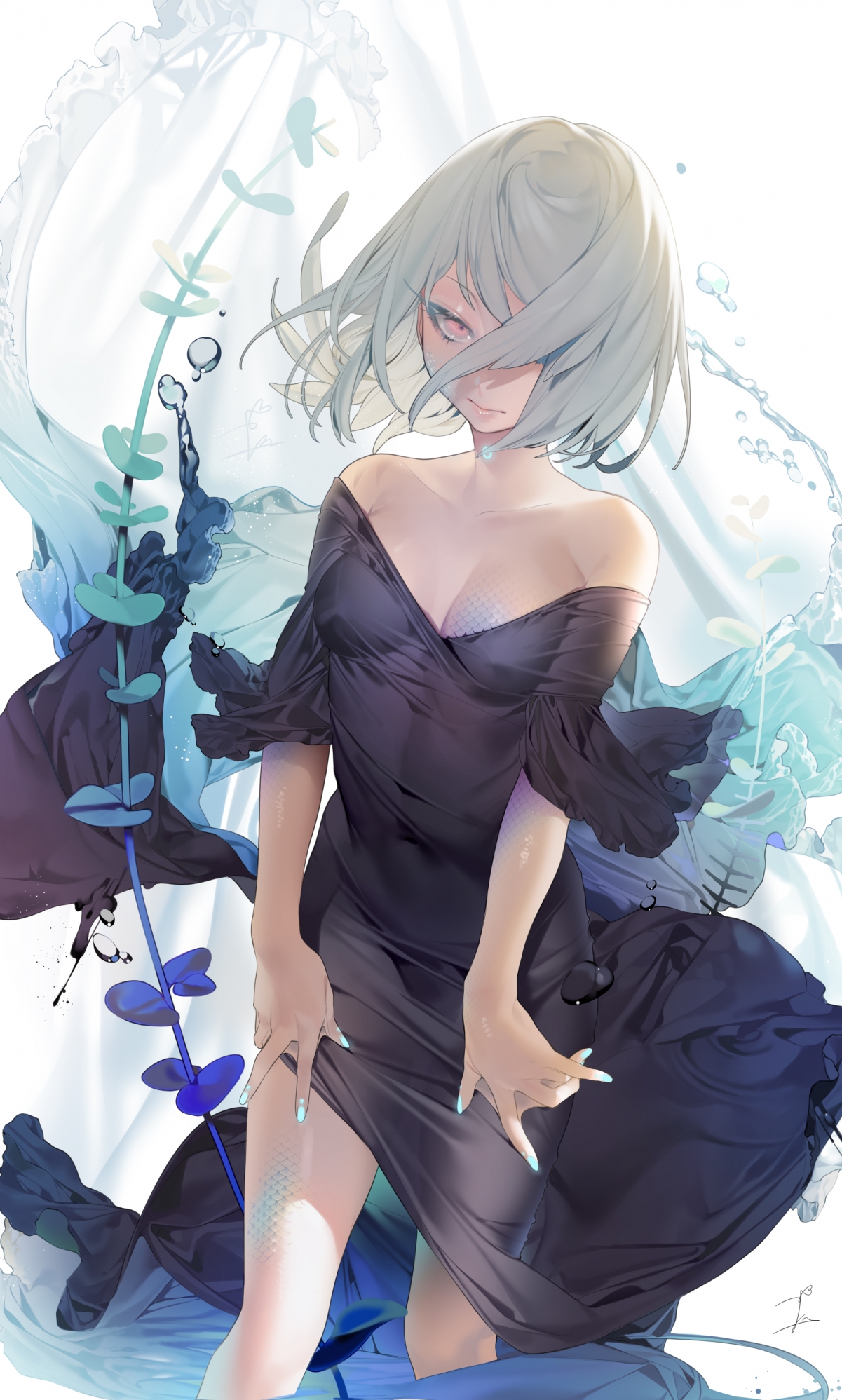 高清4K美人鱼动漫女郎壁纸，2192x3644分辨率，手机专用下载