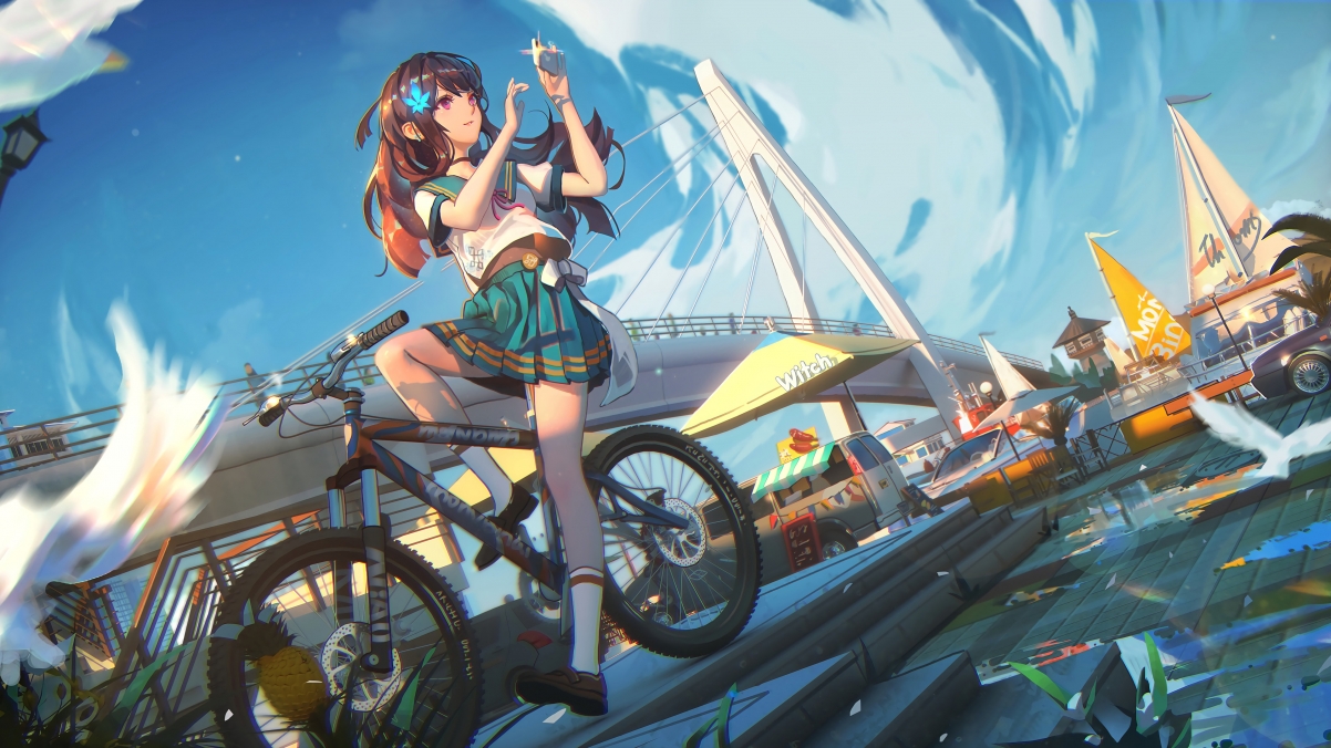 魔女兵器与美少女，绝美风景下的高清4K动漫壁纸，手机拍照必备！