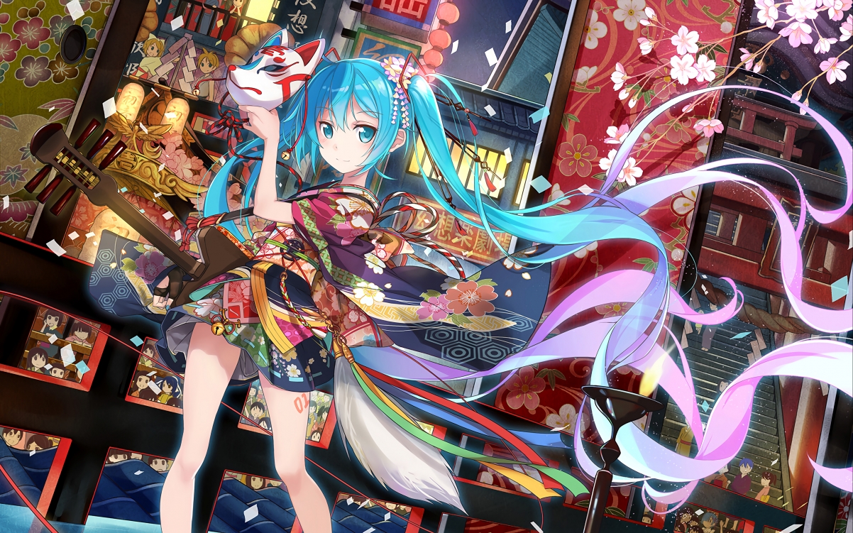 初音未来4K超清壁纸，面具美少女，3840x2400高清动漫图片下载