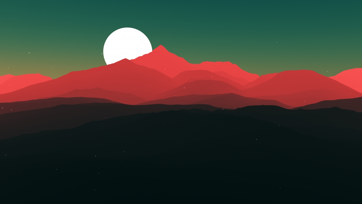 自然丘陵山景，月亮星夜辉映，4K高清壁纸下载，绝美背景图3840x2160