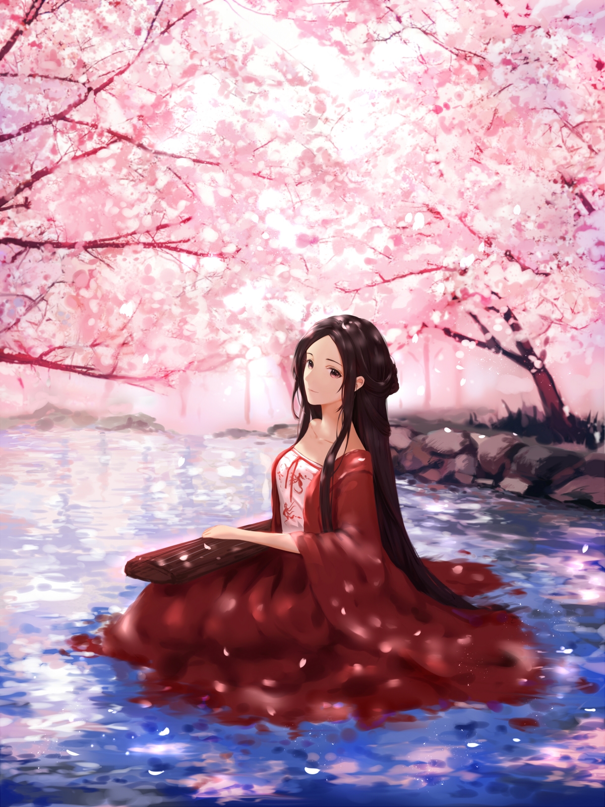 樱花倩影，绝美全面屏壁纸，4K高清3000x4000，一键下载美女手机图片