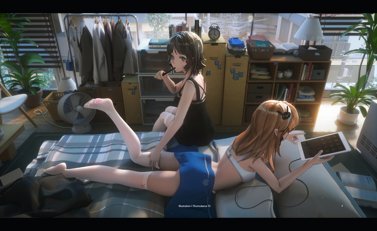 绝美少女白裤袜秀，精致房间背景，5K高清动漫壁纸，畅享4K画质，5120x3144超清下载