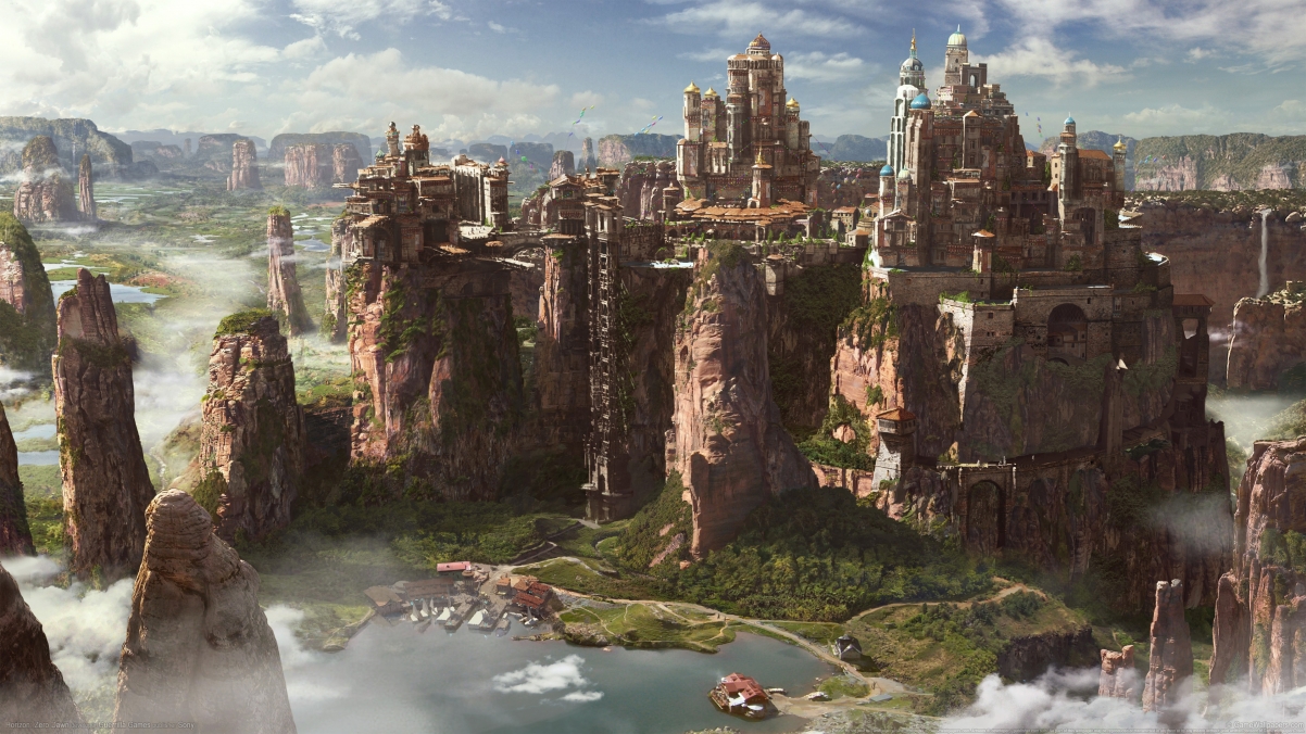《地平线:黎明时分》绝美城堡风景，4K超清壁纸，3840x2160高清下载