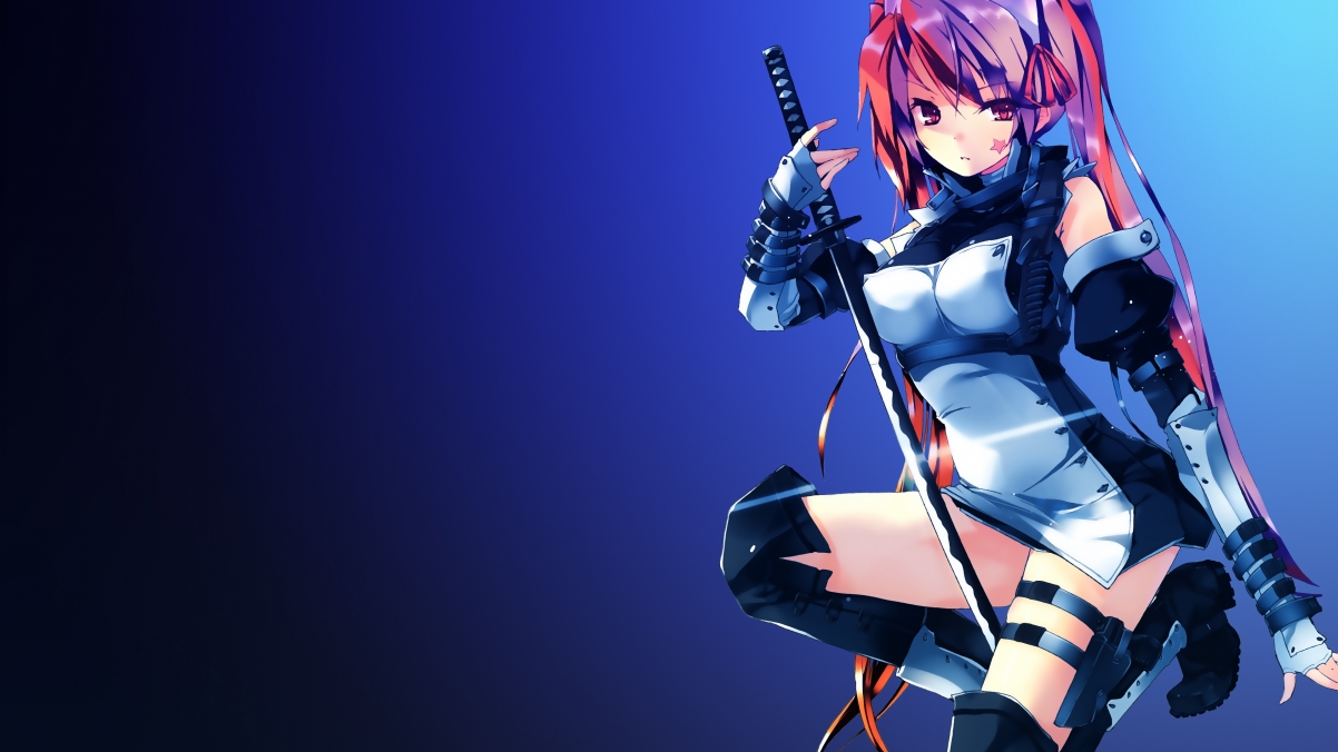 Katana Girl动漫少女，武士刀风采，超清4K壁纸免费下载