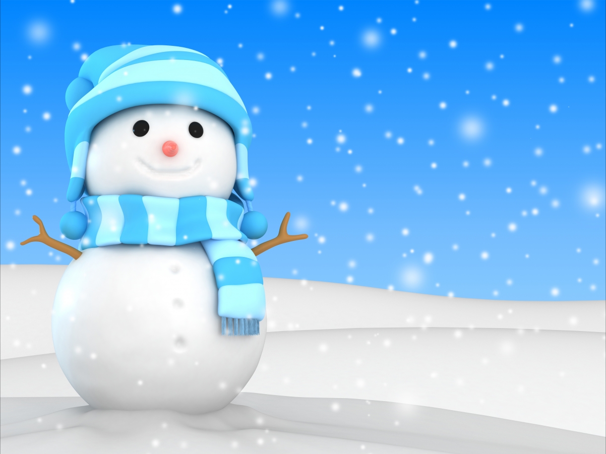 冬日雪人、雪花纷飞，4K高清圣诞新年壁纸，精美背景图片下载