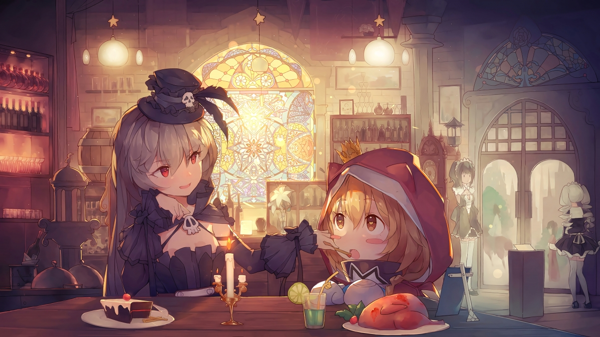 女生晚宴宫殿高清动漫壁纸，4K超清7200x4048，精美图片下载