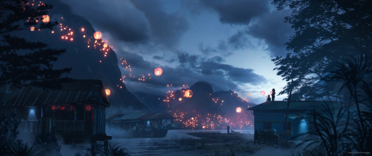 萤火虫梦幻动漫壁纸，3440x1440高清4K图片，唯美下载