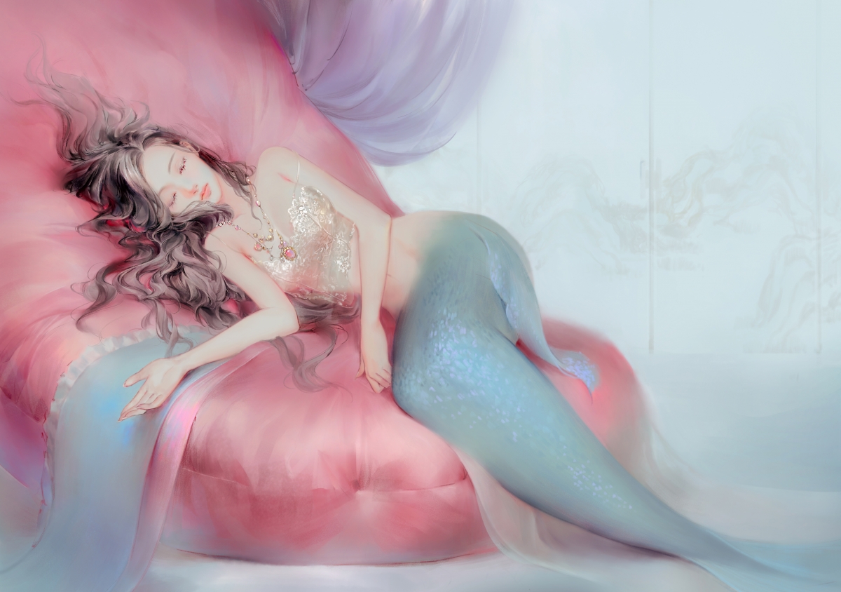 浪漫美人鱼插画壁纸，高清4K唯美动漫图片，4000x2812尺寸，免费下载