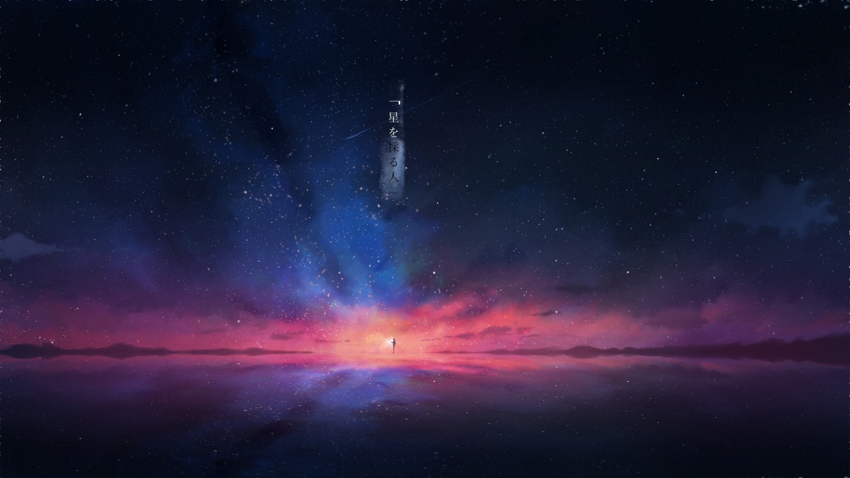 宇宙星辰下，女孩独自数星，绝美4K动漫壁纸，高清3840x2160下载