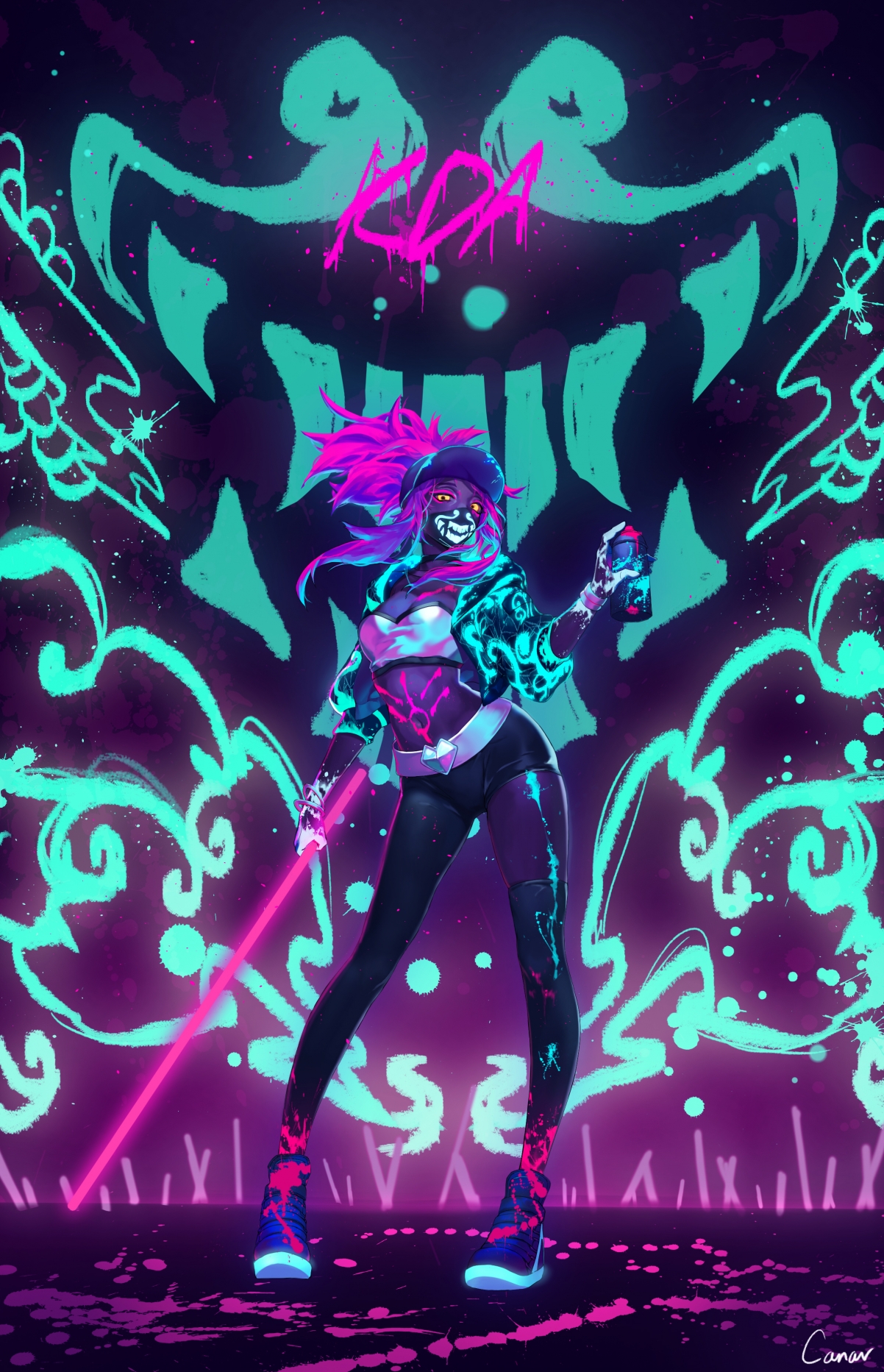 KDA Akali英雄联盟4K超清手机壁纸，2384x3700高清大图，一键下载！
