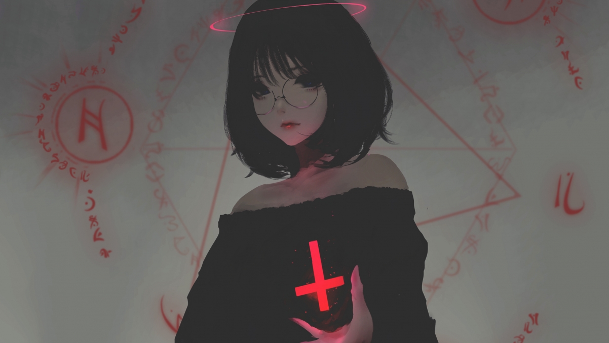 短发少女配十字架，绝美4K动漫壁纸，超清3840x2160分辨率，免费下载！