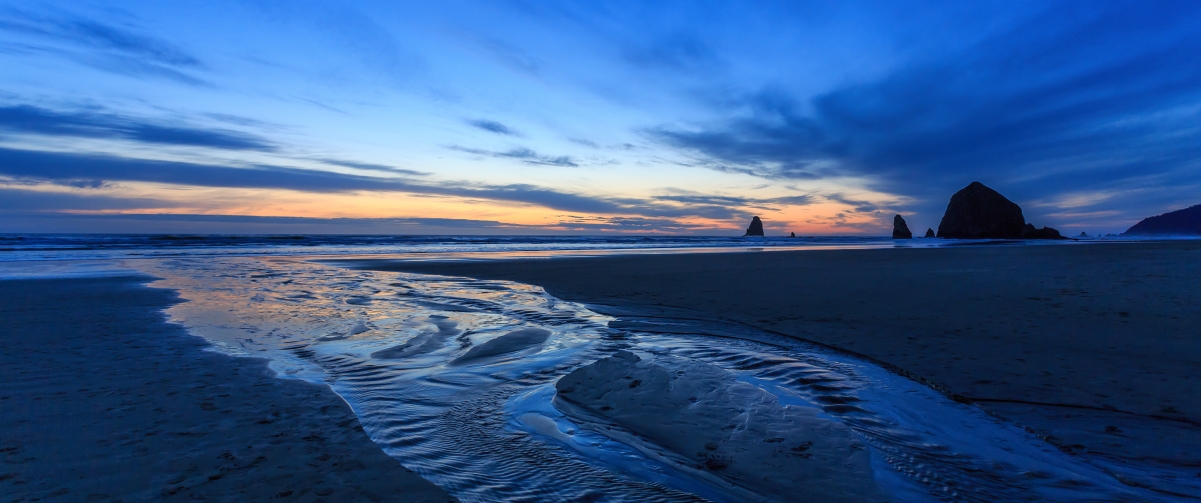 夜晚海滩沙痕美景，带鱼屏4K超清壁纸，3440x1440高清下载