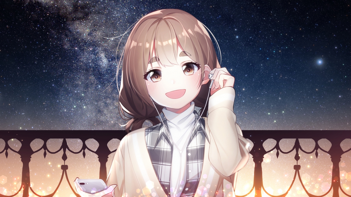 女孩子仰望夜空，璀璨银河4K动漫壁纸，超清3840x2160，免费下载