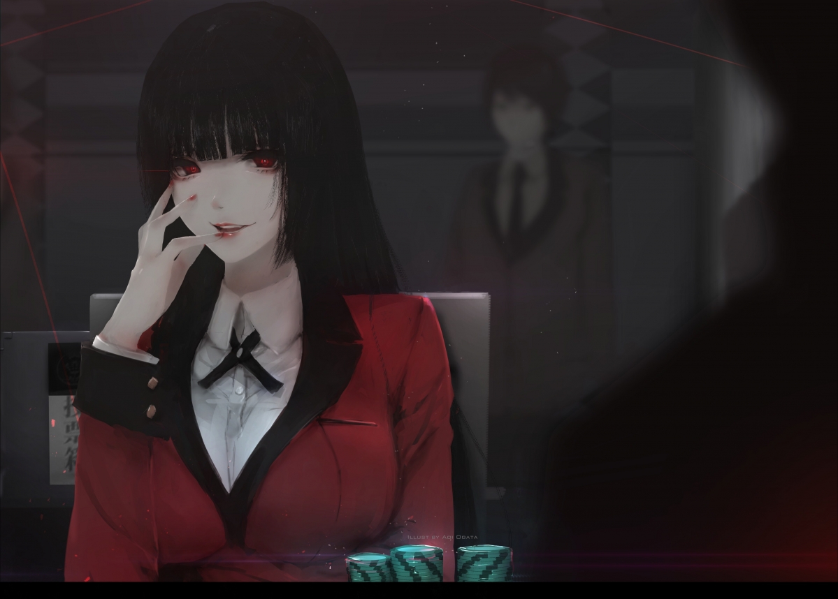 狂赌之渊Kakegurui，二次元红色制服女神4K超清壁纸，高清下载