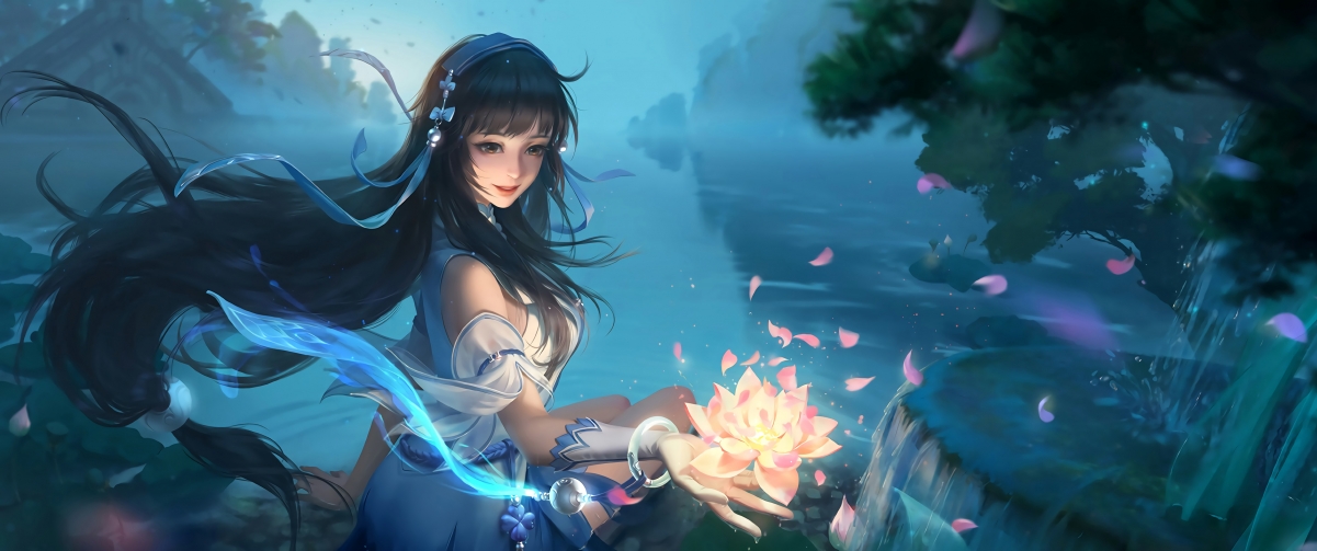 王者荣耀新英雄西施惊艳登场！4K高清壁纸3440x1440，一键下载游戏美图