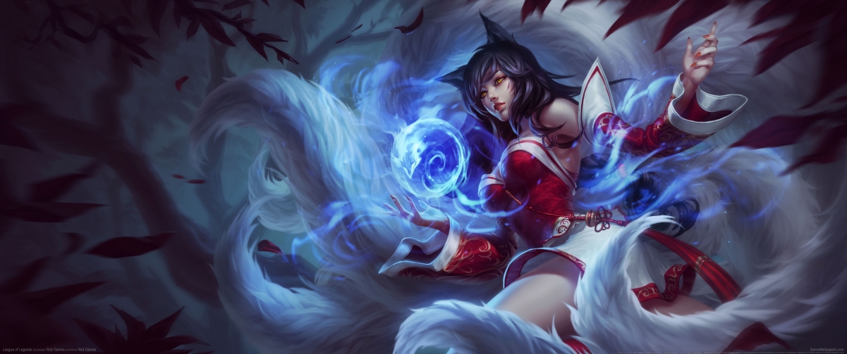 LOL阿狸绝美壁纸，4K高清3440x1440分辨率，一键下载，畅享游戏视觉盛宴