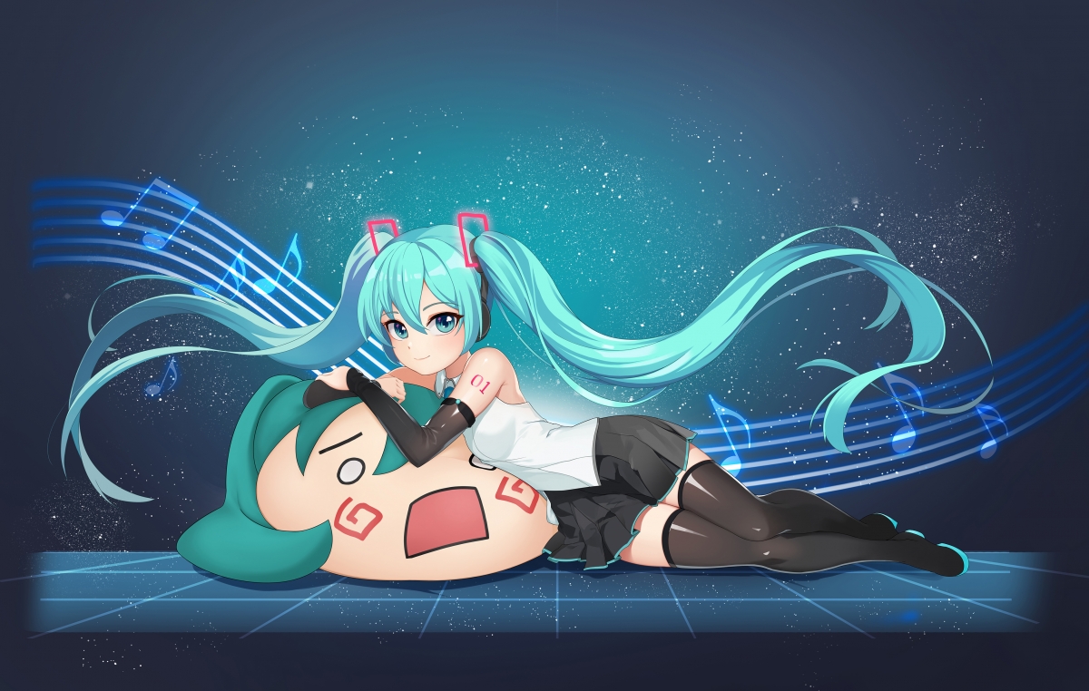 初音未来，精选4K超清动漫壁纸，音符跃动，4096x2601高清下载