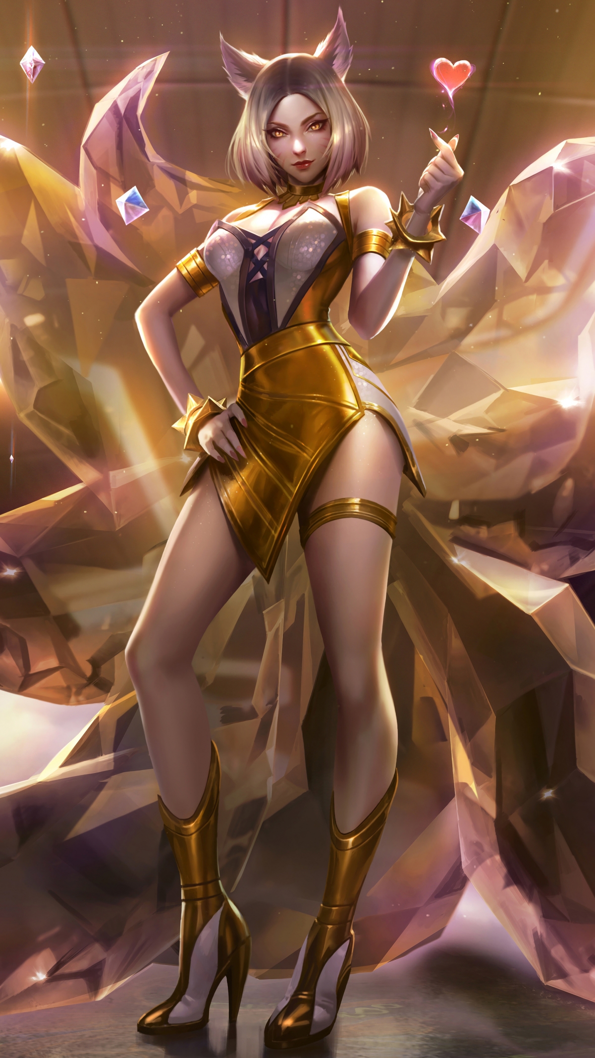 LOL英雄联盟，绝美KDA阿狸至臻4K竖屏手机壁纸，高清2160x3840，一键下载！