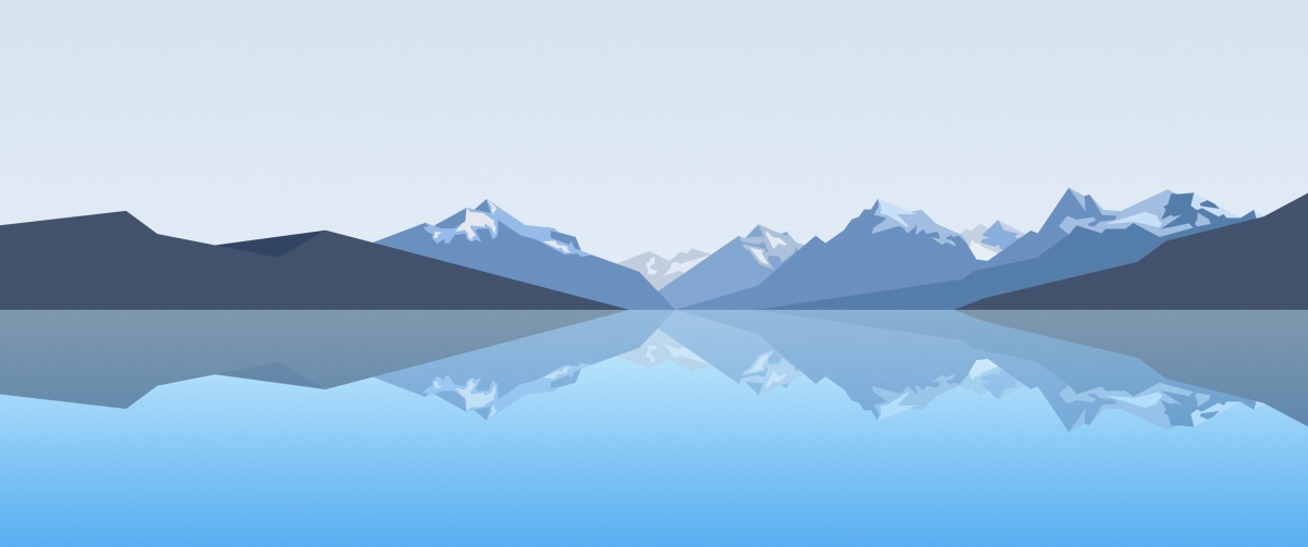 山水倒影简约高清壁纸，4K风景图片，3440x1440分辨率，一键下载