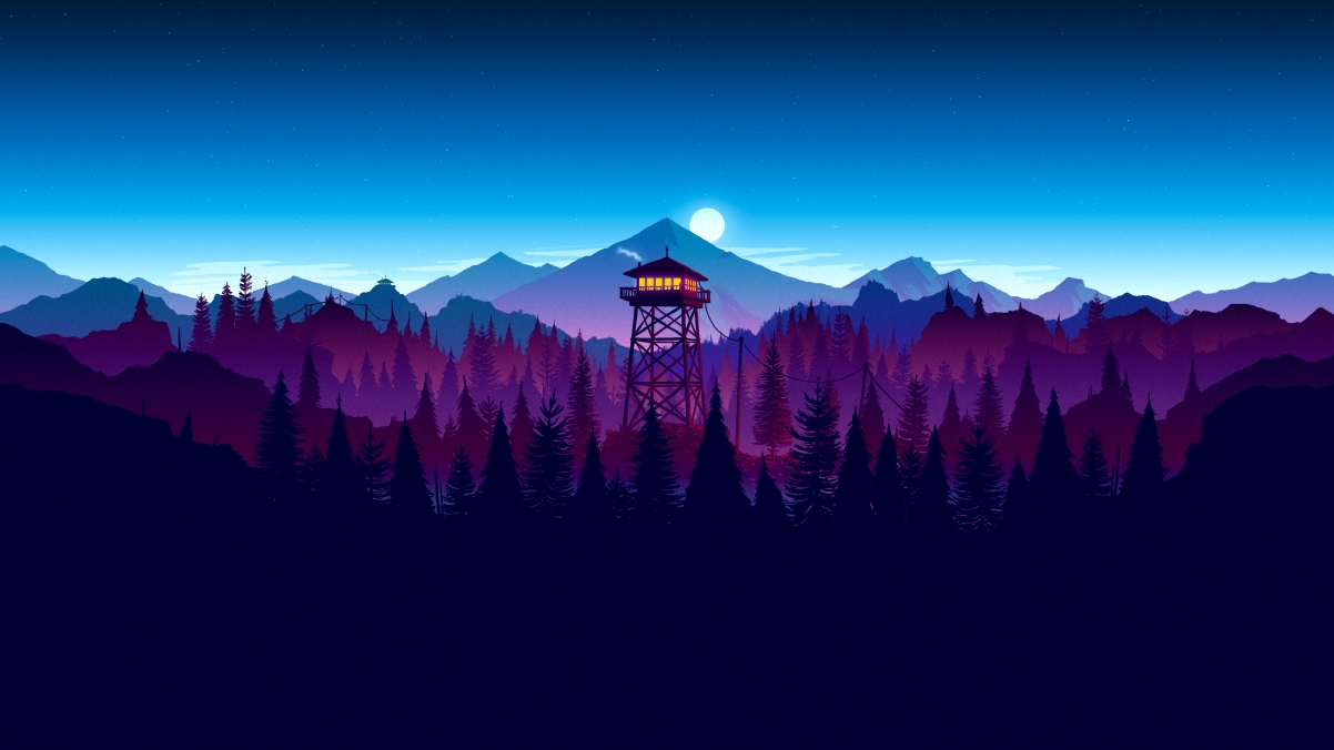 Firewatch Mod Night 4K超高清壁纸，夜间看火人绝美景色，3840x2160分辨率