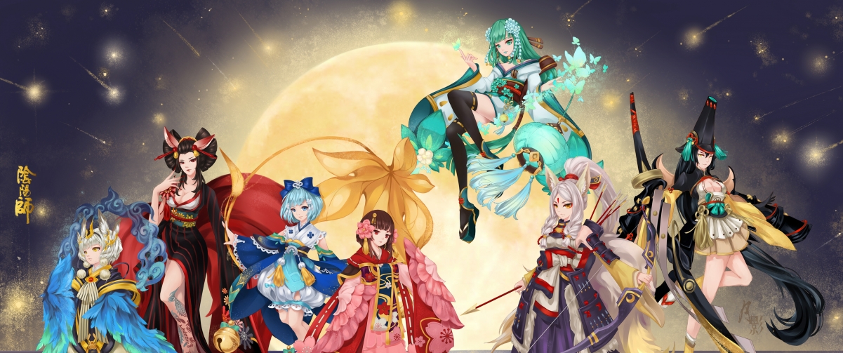 阴阳师手游绝美微群像插画，4K超清壁纸，同人佳作，3440x1440分辨率下载