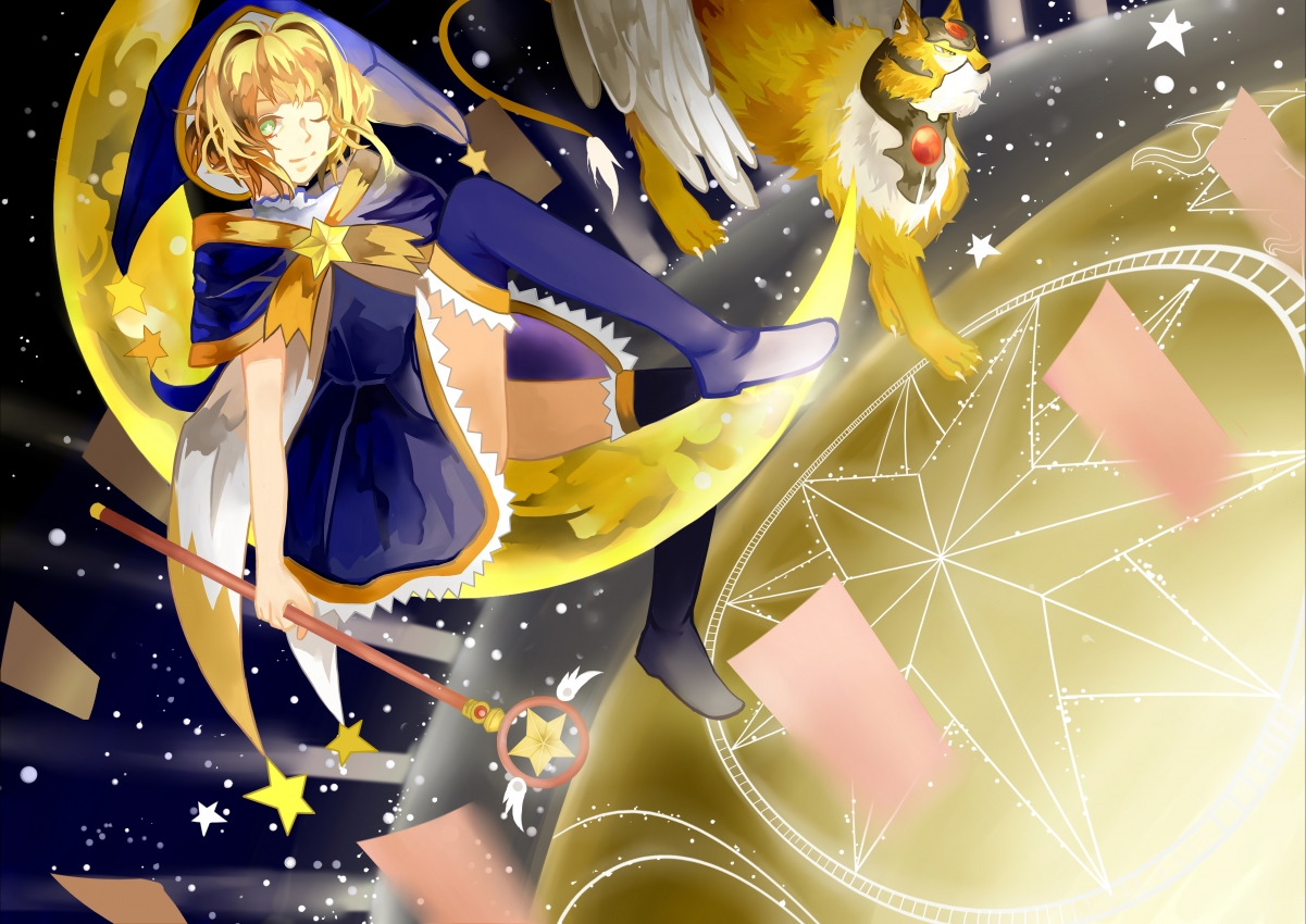 夜之魔法女生，月亮星星相伴，精选4K高清动漫壁纸，绝美画质4169x2952任你下载