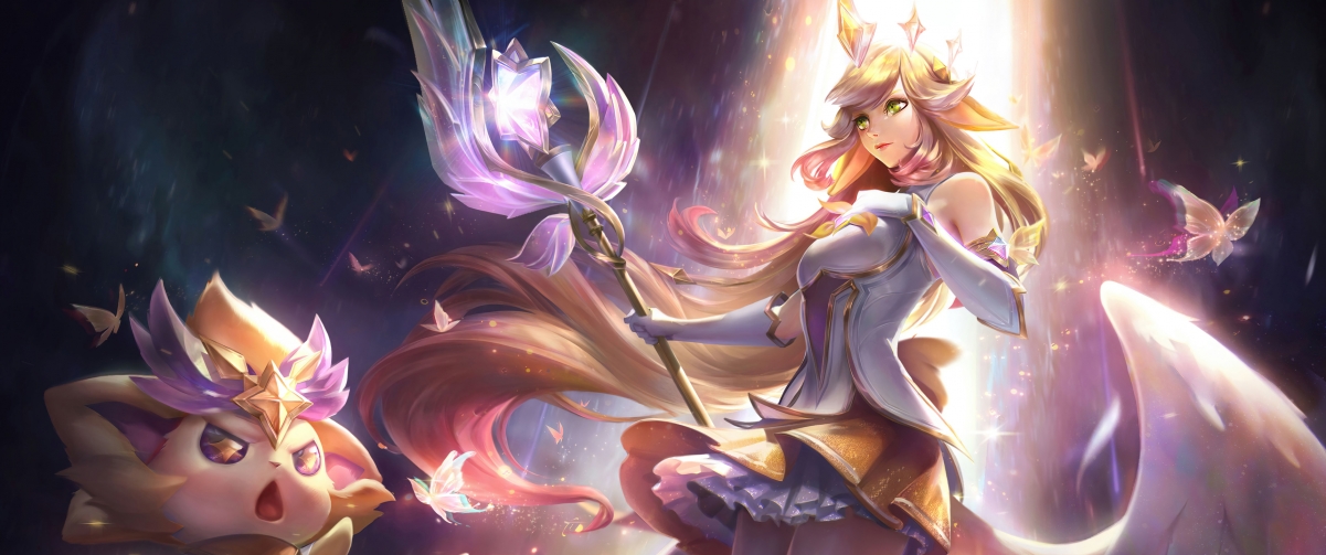 英雄联盟LOL，众星之子索拉卡，星之守护者至臻版，绝美4K带鱼屏壁纸，高清3440x1440下载