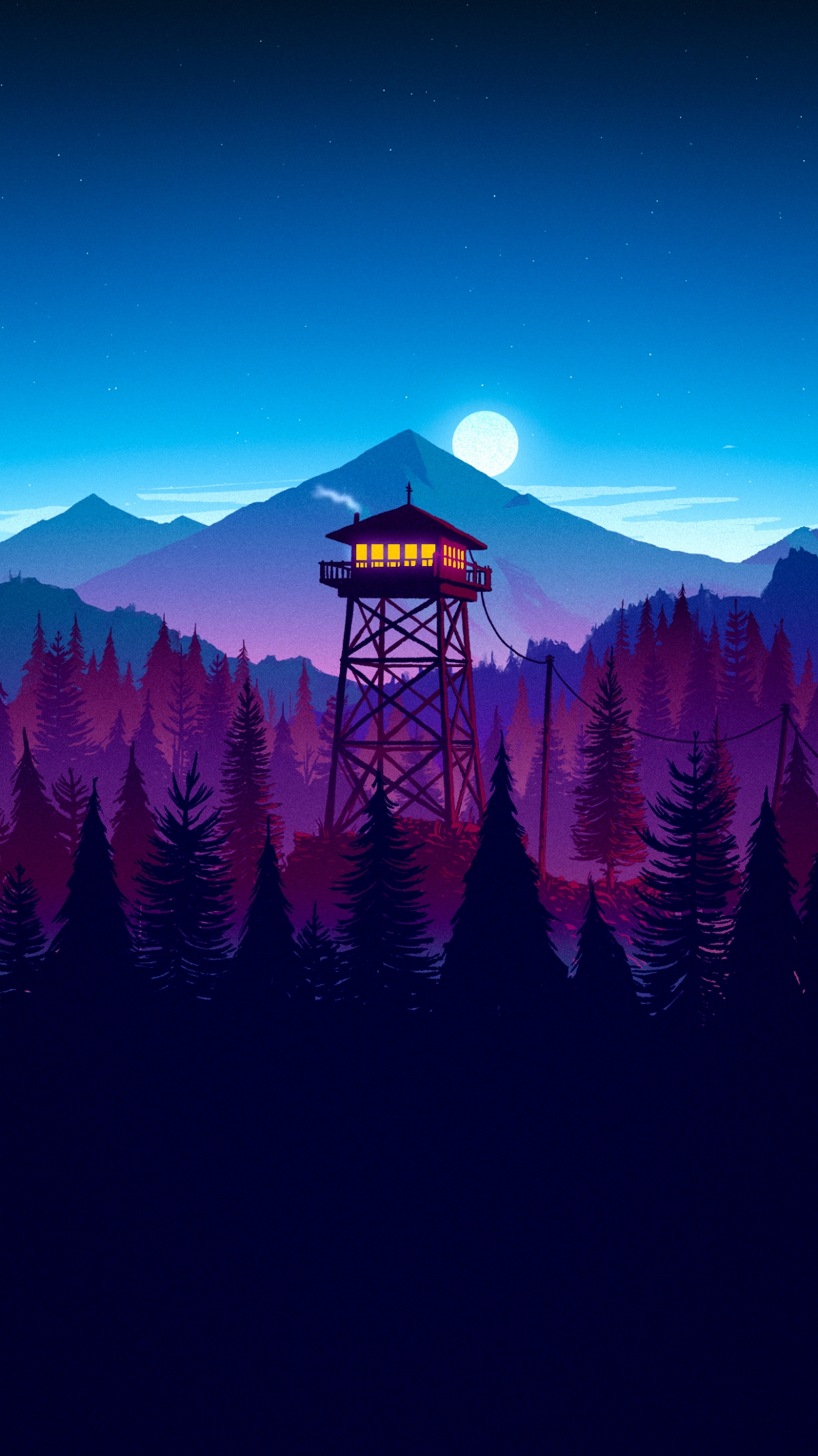 火人守夜，Firewatch Mod Night超清4K手机壁纸，夜间模式，高清1242x2208，一键下载