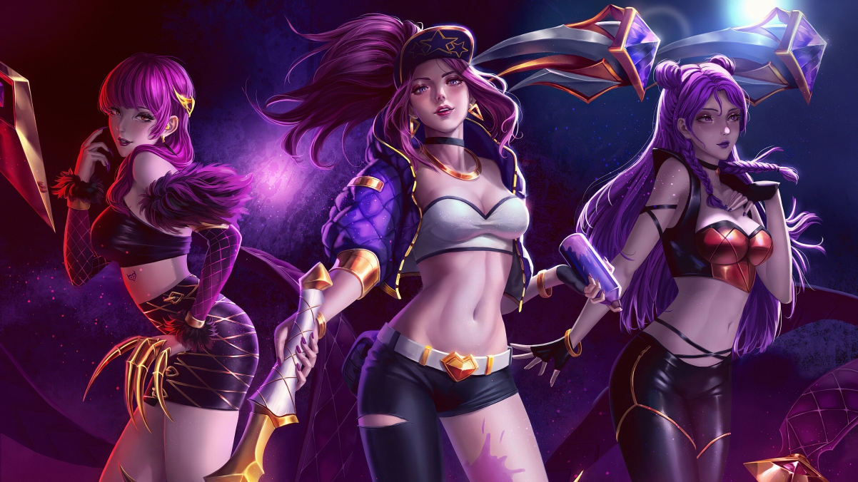 英雄联盟，阿卡丽&阿狸美女英雄4K超清壁纸，3840x2160分辨率，精美皮肤图片下载