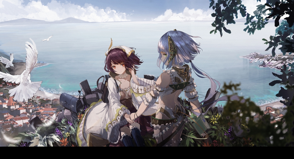 海岸风情，Atelier Lydie与Suelle绝美4K动漫壁纸，海风拂面，地平线如画