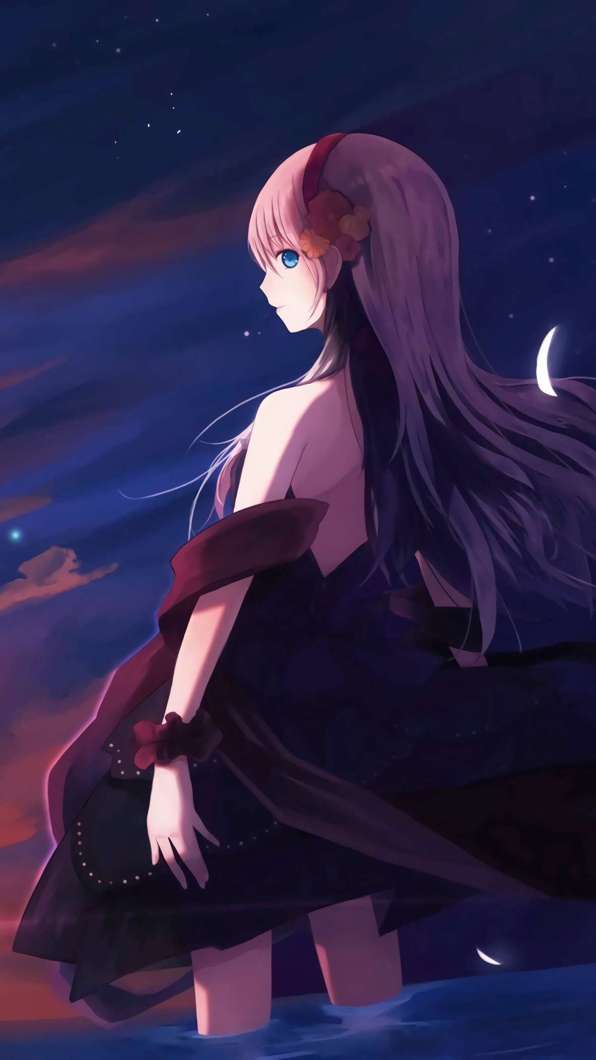 天空少女与鸟儿共舞，唯美动漫风景4K手机壁纸，超清2160x3840分辨率，一键下载
