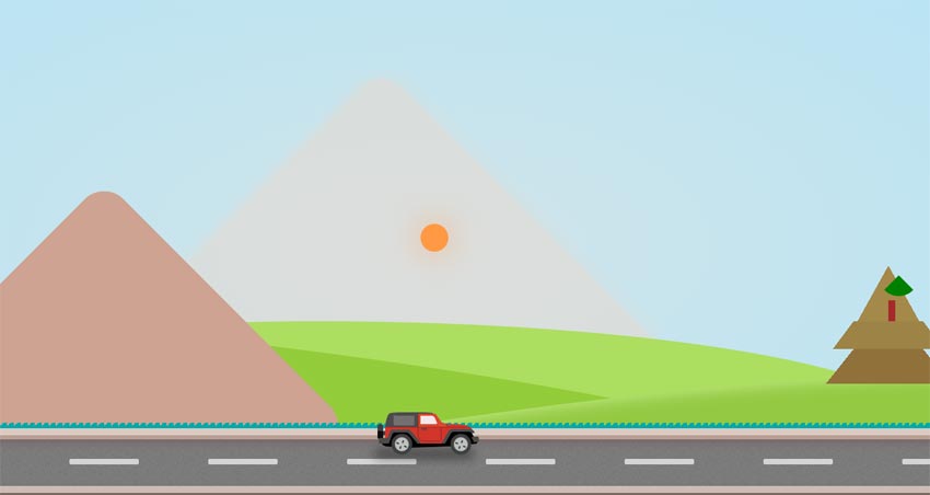 css3 animation动画属性制作卡通汽车动画演示效果