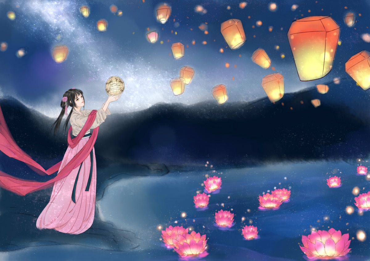 七夕佳节，唯美古风河图，4K高清动漫壁纸，4960x3507超高清下载